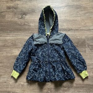 Matilda Jane Navy Floral Kids Raincoat with Green Trim